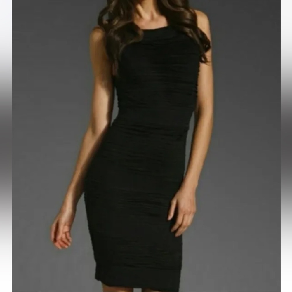 Alice And Olivia Black Silk Blend Tilly Ruched Sheath Bodycon Dress Size 2